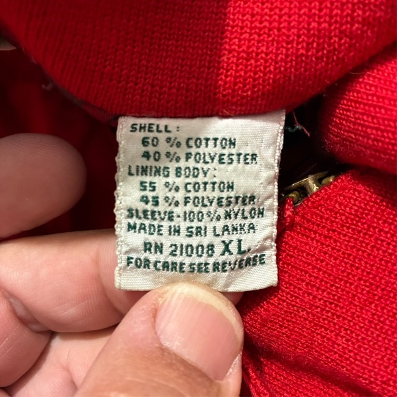 Lacoste IZOD Mens Bomber Jacket XL Red Full Zip Plaid Lined Long Sleeve Vintage - Picture 11 of 15